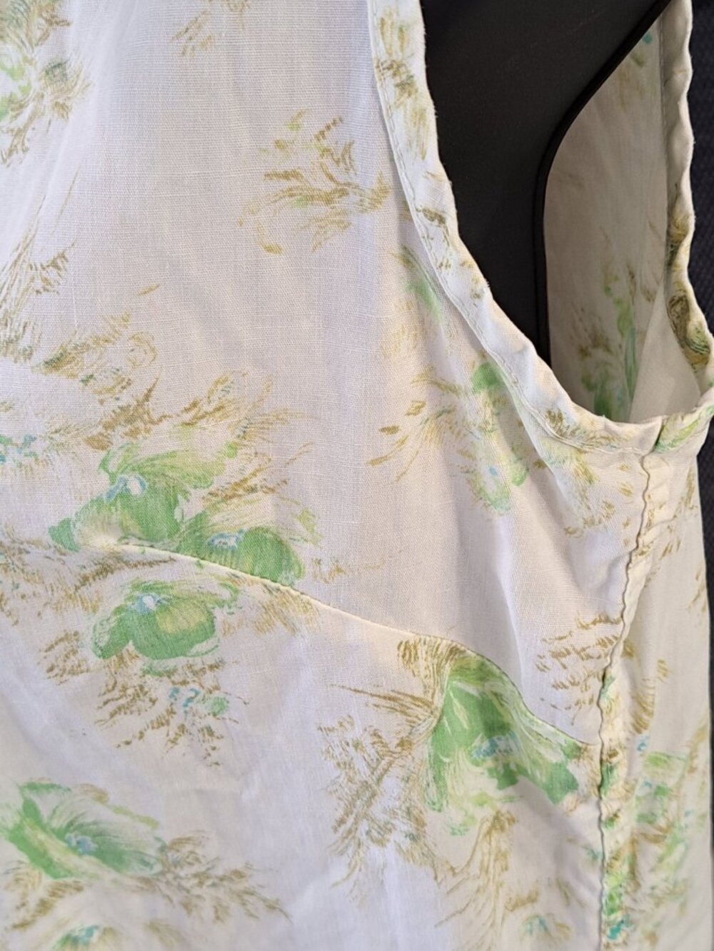 Vintage 70's Sleeveless Button-Up Blouse Green Floral Print Collared Women's S - Picture 5 of 9
